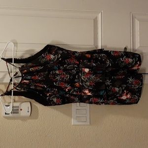 MDS women's romper, halter neckline, size large, black floral